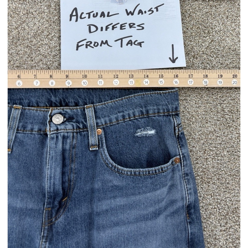 Levis 502 Jeans Men 31x32 Blue Regular Taper Thrashed Distressed Grunge‎ Skater - Picture 10 of 14